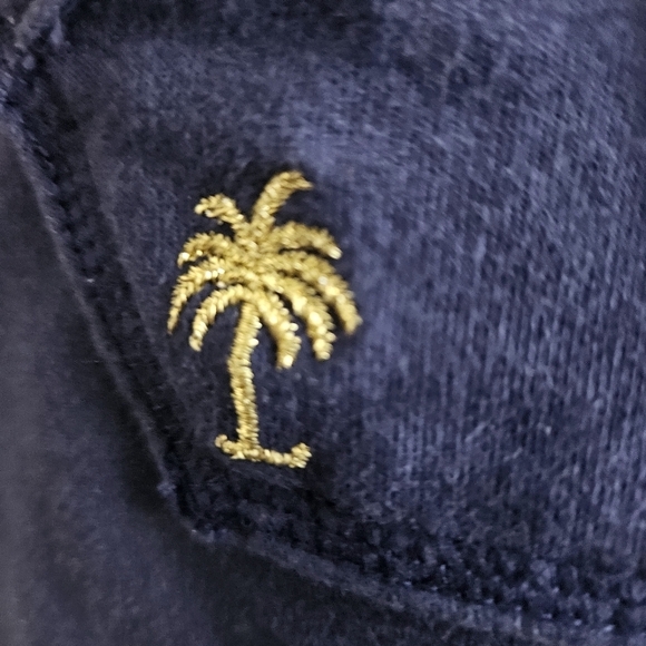 Lilly Pulitzer Medium Women Navy Blue Cotton Stretch Knit Gold Buttons - Picture 7 of 12